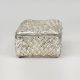 Handcrafted White Metal Jewelry Box Velvet Lined Storage Case